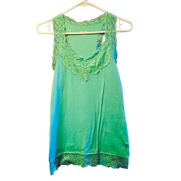 Mossimo green blue y2k lace lined tank top size large - Picture 1 of 5